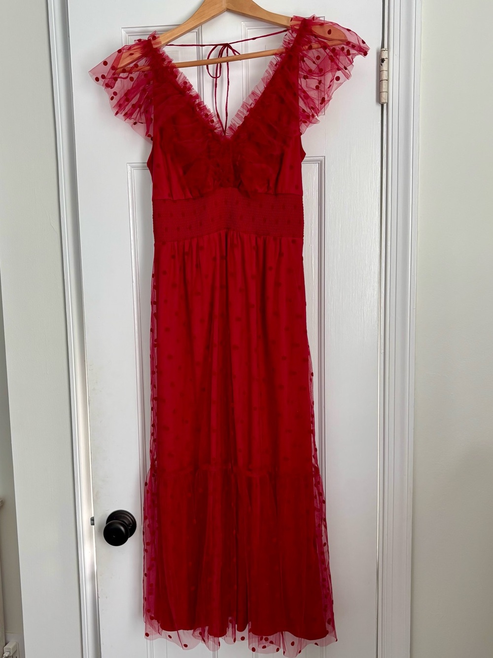Adrianna by Adrianna Papell Dot Tulle Ruffle Dress in Size 4 NWT - Picture 4 of 16